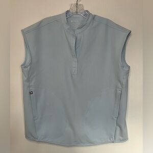 Figs Technical Collection Rafaela Oversized Scrub Top Blue Small Short Sleeve